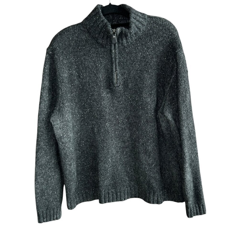 GAP Men's Rugged Gray Marl Lambswool 1/4 Zip Henley Sweater Size XL Unisex
